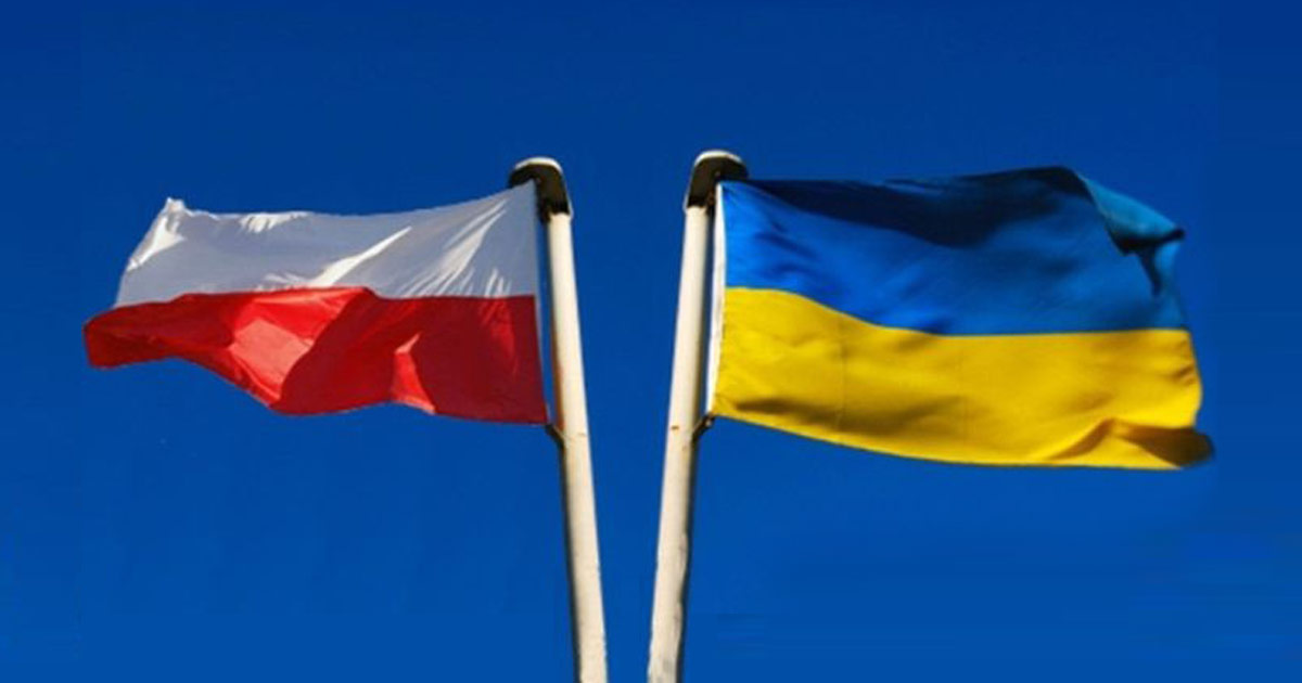 Flags of Poland and Ukraine